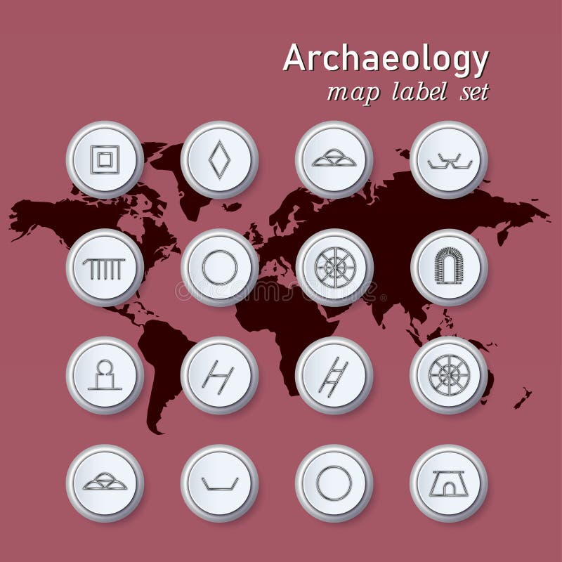 Ic?nes d'arch?ologie r?gl?es dans la notation scientifique sur le fond de couleur de carte du monde illustration de vecteur Ic?nes d'arch?ologie r?gl?es dans la notation scientifique sur le fond de couleur de carte du monde illustration de vecteur