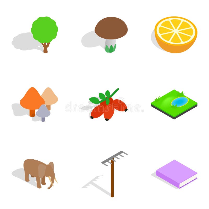 Icônes de biologie réglées, style isométrique illustration de vecteur Icônes de biologie réglées, style isométrique illustration de vecteur