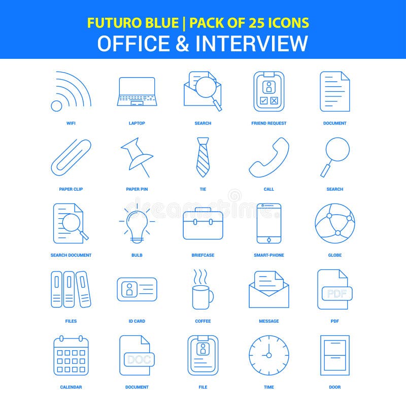 Icônes de bureau et d'entrevue - paquet bleu de 25 icônes de Futuro illustration libre de droits Icônes de bureau et d'entrevue - paquet bleu de 25 icônes de Futuro illustration libre de droits