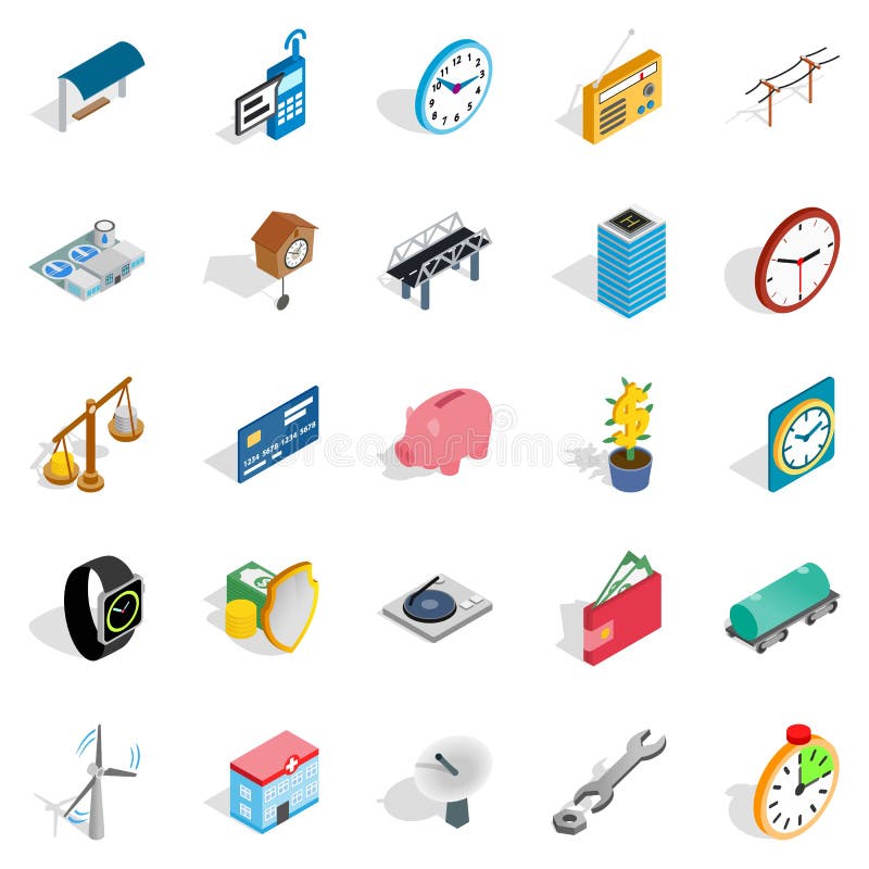 Icônes de communication de difficulté réglées, style isométrique illustration stock Icônes de communication de difficulté réglées, style isométrique illustration stock