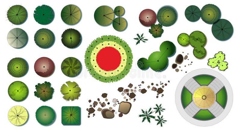 Icônes de conception d'arbres de jardin illustration stock Icônes de conception d'arbres de jardin illustration stock