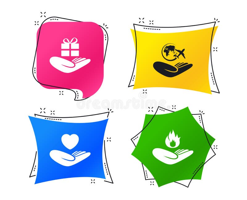 Icônes de coups de main Protection et assurance Vecteur illustration stock Icônes de coups de main Protection et assurance Vecteur illustration stock