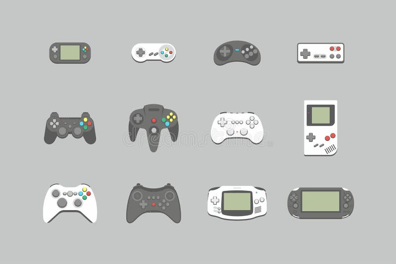 Video games joystick icons set. flat style. isolated on white background. Video games joystick icons set. flat style. isolated on white background