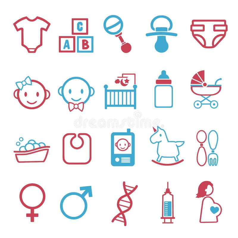 Icônes de vecteur réglées pour créer l'infographics lié à l'accouchement et aux bébés nouveau-nés comme la tétine, couche-culotte illustration libre de droits Icônes de vecteur réglées pour créer l'infographics lié à l'accouchement et aux bébés nouveau-nés comme la tétine, couche-culotte illustration libre de droits