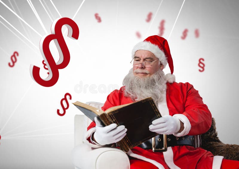 icônes et Santa de symbole de la section 3D avec le livre à Noël illustration stock icônes et Santa de symbole de la section 3D avec le livre à Noël illustration stock