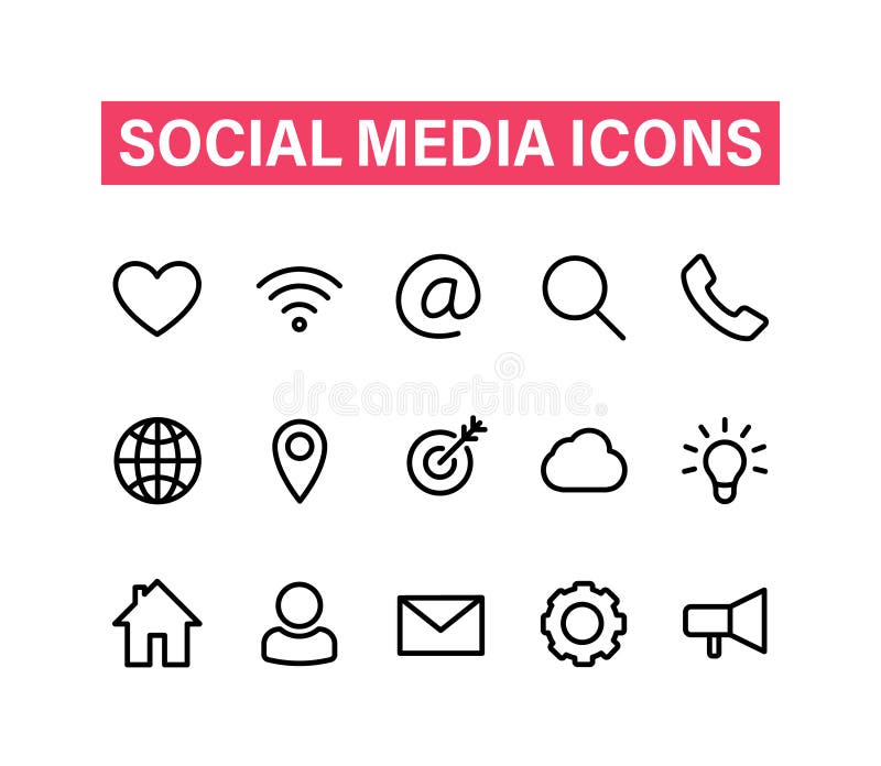 Icônes linéaires de media social réglées Icônes pour des affaires, opérations bancaires, contact, milieu social, technologie, seo illustration libre de droits Icônes linéaires de media social réglées Icônes pour des affaires, opérations bancaires, contact, milieu social, technologie, seo illustration libre de droits