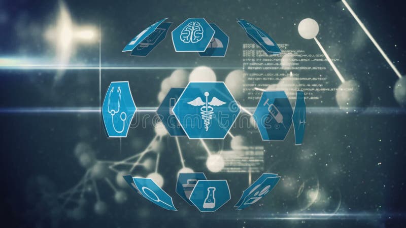 Icônes médicales et hélice d'ADN double illustration de vecteur