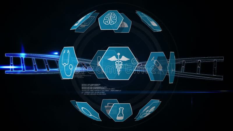 Icônes médicales et hélice d'ADN double illustration de vecteur