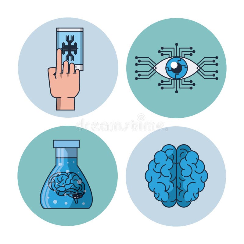 Icônes rondes d'intelligence artificielle illustration libre de droits Icônes rondes d'intelligence artificielle illustration libre de droits