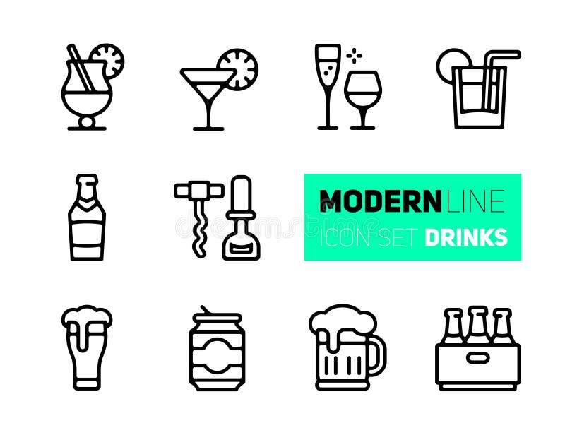 Icônes réglées des boissons et des verres illustration libre de droits Icônes réglées des boissons et des verres illustration libre de droits