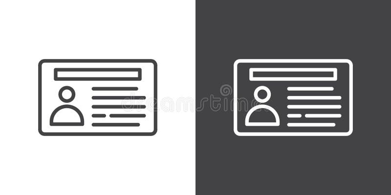 Id card icon Flat vector set outline royalty free illustration