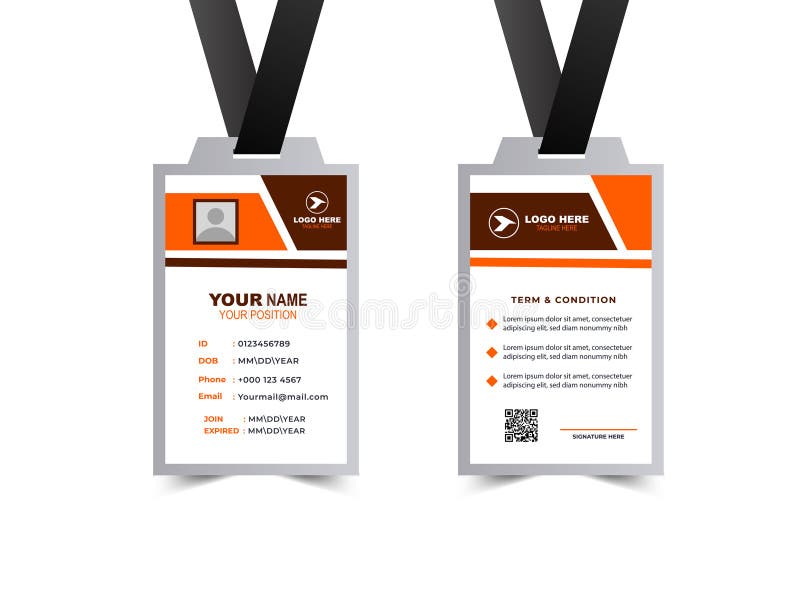ID Card Шаблон Дизайн Оранжевый Корпоративный современный профессиональный ID Card бесплатная иллюстрация