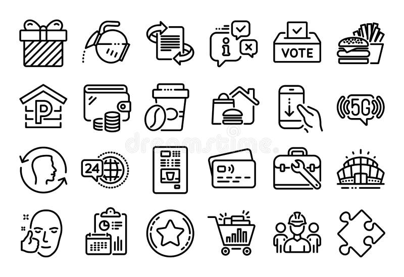 ID-ul feței stelare de loialitate și setul de pictograme pentru linia de cafea. vector vector illustration