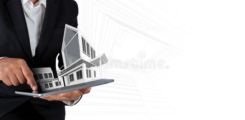 Idea architekta lub biznesmena Marzyciel, który chce mieć dom, przychodzi na świat obraz royalty free