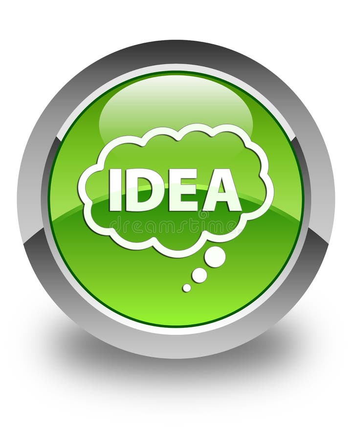 Idea bubble icon glossy green round button. Idea bubble icon isolated on glossy green round button abstract illustration