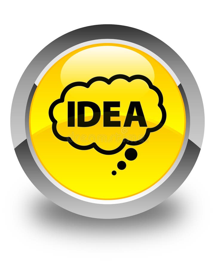 Idea bubble icon glossy yellow round button stock illustration