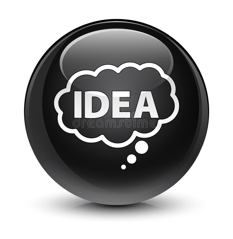 Idea bubble icon glassy black round button stock illustration
