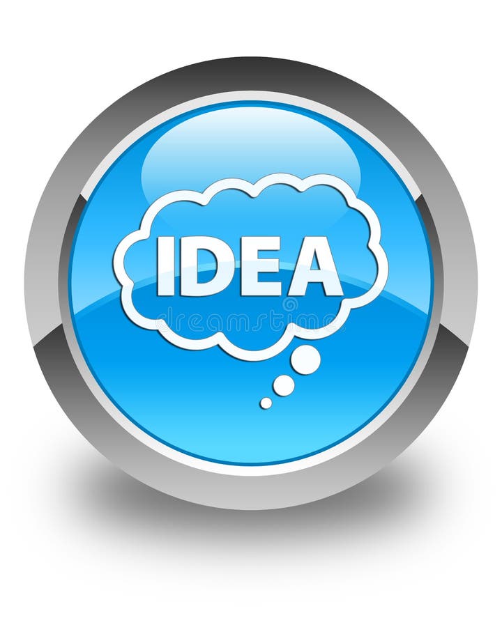 Idea bubble icon glossy cyan blue round button stock illustration