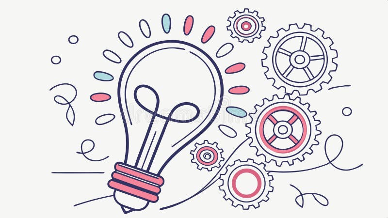 Idea bulb with gears and abstract shapes vector design Generative AI stock illustration