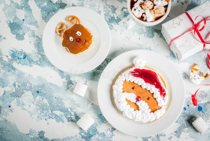 Funny Christmas pancakes for kids