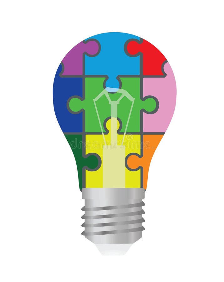 Idea concept, bulb puzzle stock illustration