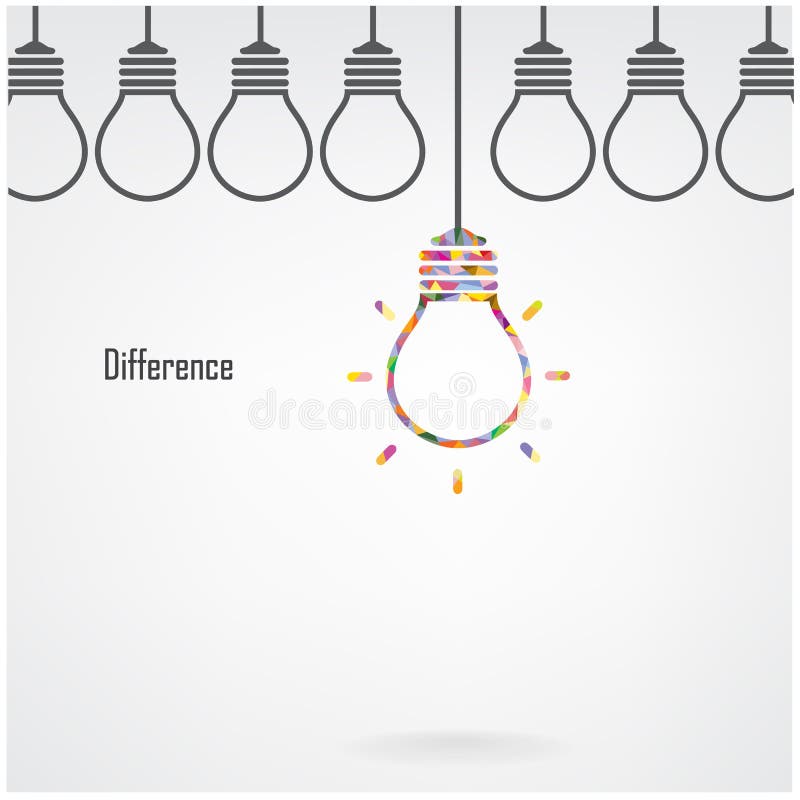 Idea della lampadina e concetto creativi di differenza
