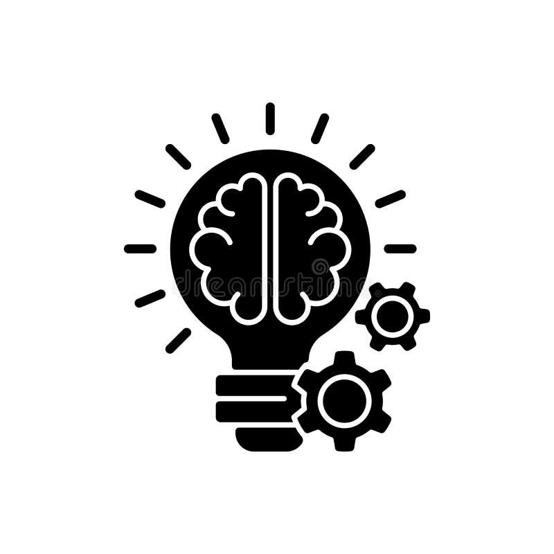 Idea generation black glyph icon vector illustration