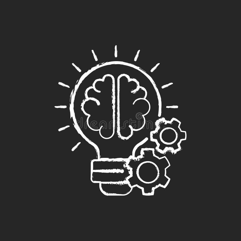 Idea generation chalk white icon on black background vector illustration