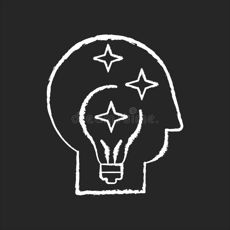 Idea generation chalk white icon on black background vector illustration