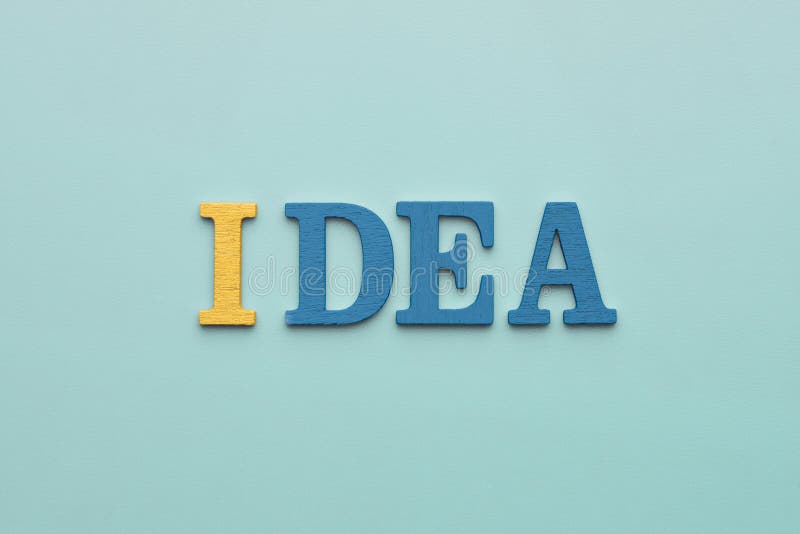 Idea generation and creativity concept with colorful wooden letters stock image