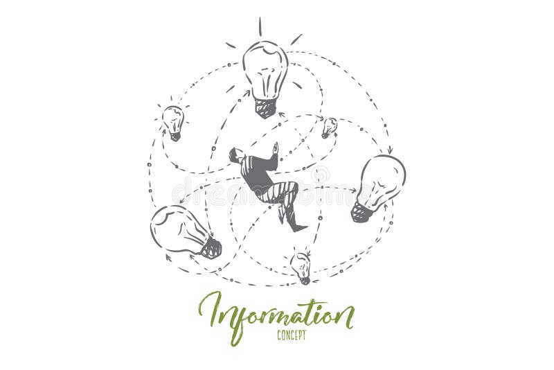 Idea generation, creativity, person searching solution creative thinking and imagination metaphor vector illustration