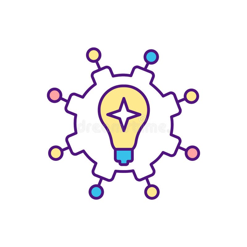 Idea generation process RGB color icon vector illustration