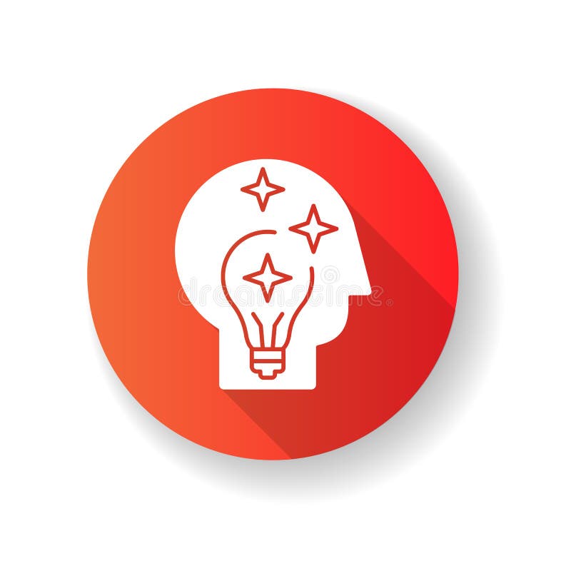 Idea generation red flat design long shadow glyph icon stock illustration