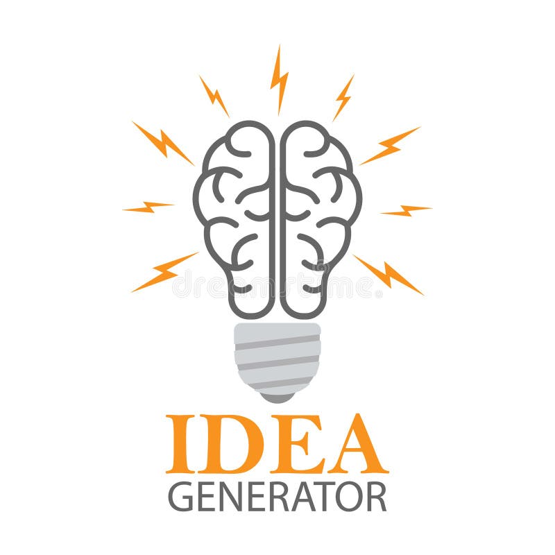 Idea Generator. the Brain and the Light Stock Vector - Illustration of booklet:
