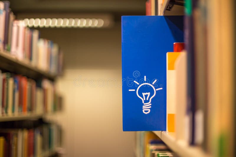 An idea icon on book in a bookshelf
