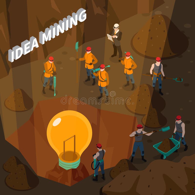 Idea Mining Isometric Concept stock illustration