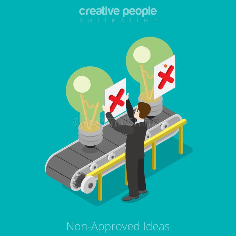 Idea no-aprobada isométrica plana del negocio 3d libre illustration Idea no-aprobada isométrica plana del negocio 3d libre illustration