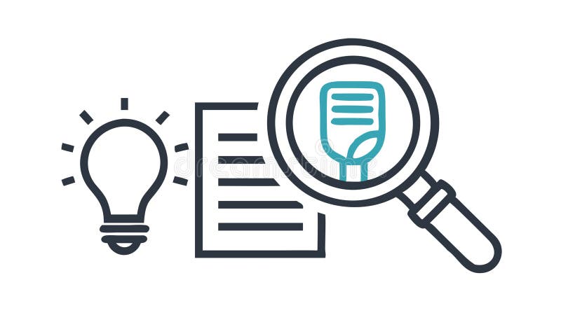 Idea Research Document Magnifying Glass Lightbulb Icon, for Study, vector design Generative AI vector illustration