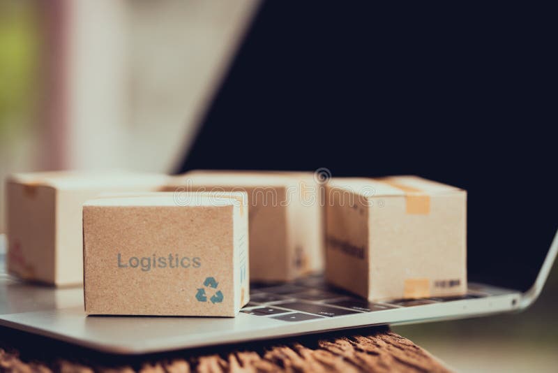 Boxes on Laptop for Customer Can Buy from Electronic Stock