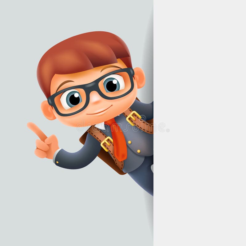 Idea solution hand gesture corner look out promotion schoolboy education excellent student school pupil nook 3d cartoon royalty free illustration Idea solution hand gesture corner look out promotion schoolboy education excellent student school pupil nook 3d cartoon royalty free illustration