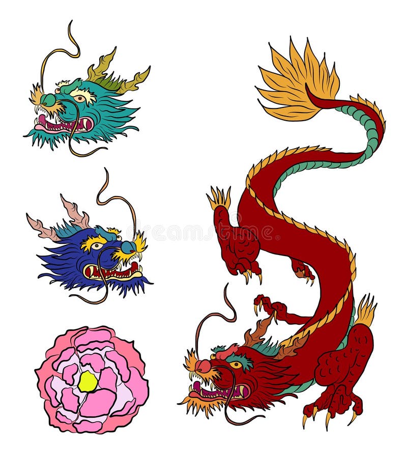 Hand Drawn Dragon Tattoo ,coloring Book Japanese  Old Dragon  for  of Chinese Dragon Illustration on Bac Stock Vector -  Illustration of design, asian: 163281445