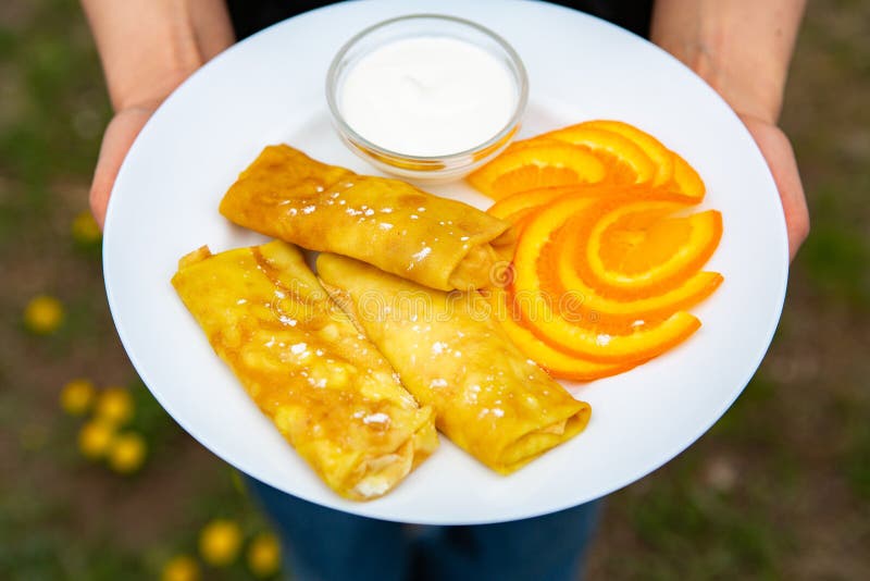 Ideal Breakfast with Pancakes and Eggs. Stock Image Image of hotcakes