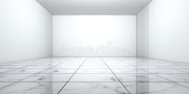 Ideale per le attività di progettazione interna per una stanza spaziosa bianca con pareti pulite e pavimenti di marmo. fotografia stock