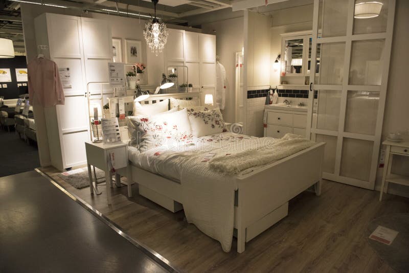 Ideales Schlafzimmer in IKEA-Speicher, Sydney stockfotos Ideales Schlafzimmer in IKEA-Speicher, Sydney stockfotos