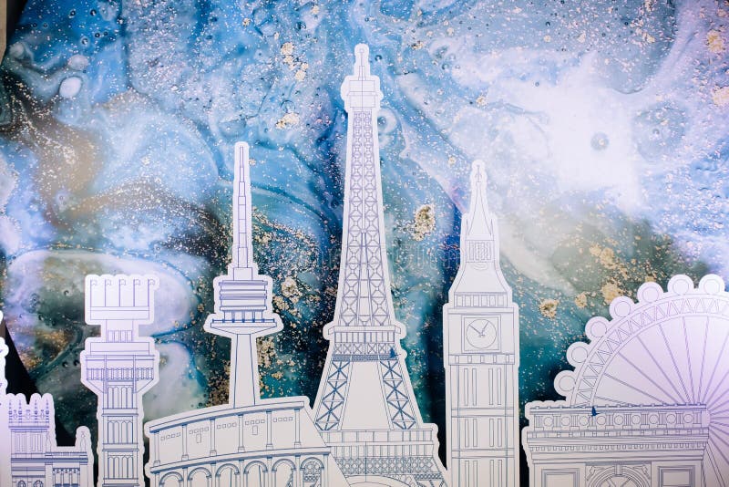 Ideas for Wedding, Eiffel Tower in Paris, Wedding Decoration Stock