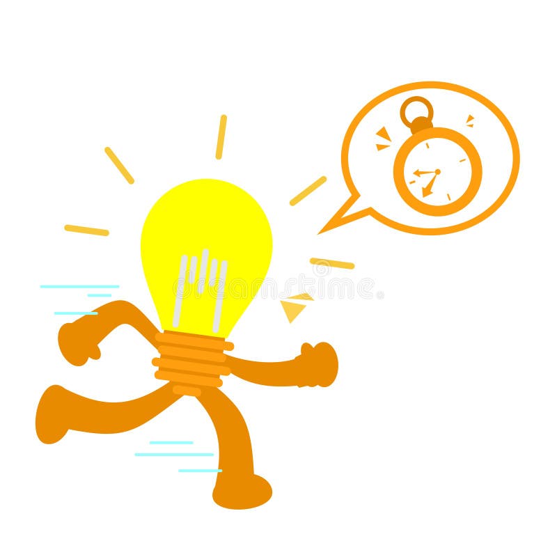 Idee de lampă cu ilustrație vectorială și design plat pentru activități de tip ceas și timp de lucru vector illustration