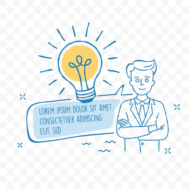 Idee lightbulb en pictogram van de zakenman het vectorkrabbel royalty-vrije illustratie Idee lightbulb en pictogram van de zakenman het vectorkrabbel royalty-vrije illustratie