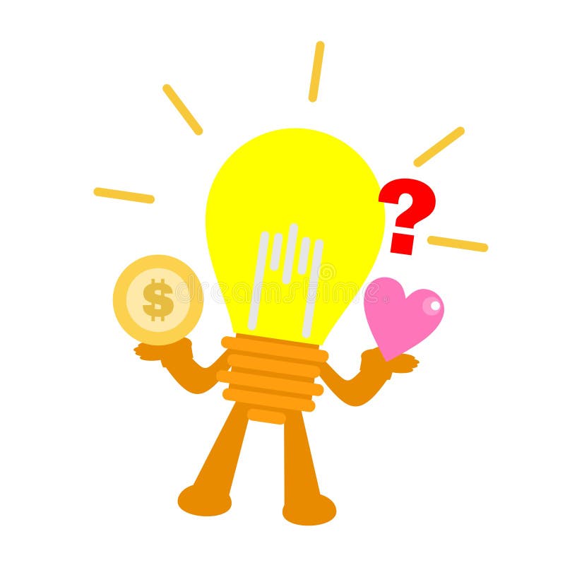 Idee vectorială a lămpii cu ilustrație confundă alegerea stilului desenului cu design-ul plat cu cel al dragostei și al designului vector illustration