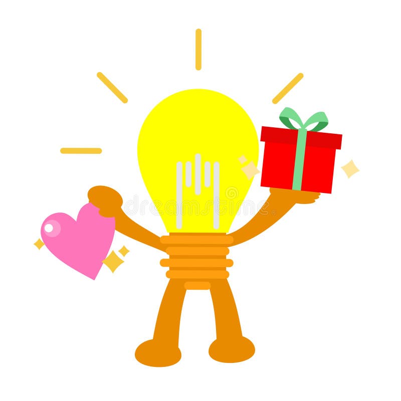 Ideea de lampă cu ilustrații vectoriale alege stilul desenului cu design plat al casetei de dragoste și de cadouri vector illustration