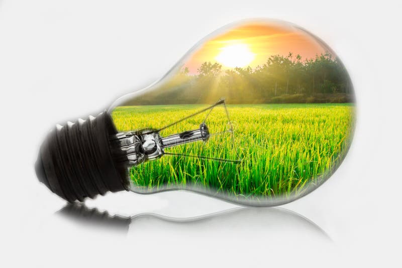 Ideen, Sonnenaufgang mit den Glühlampen. lizenzfreie stockbilder Ideen, Sonnenaufgang mit den Glühlampen. lizenzfreie stockbilder